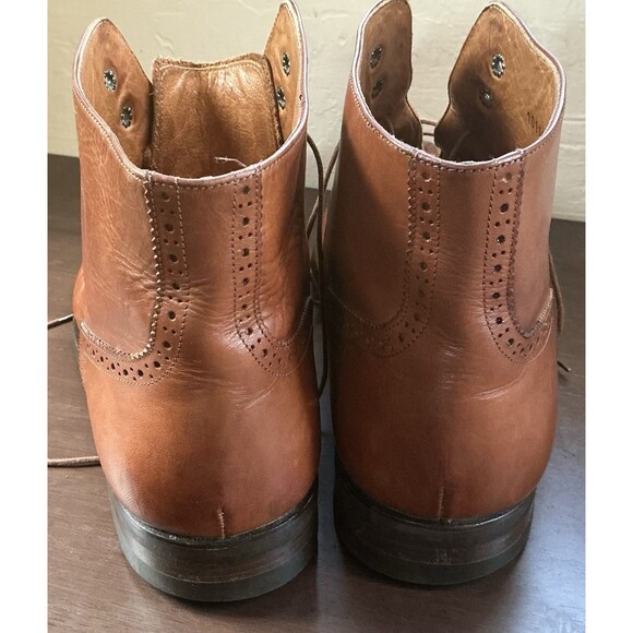Vintage Cole Haan 10116 Italy Mens 12 M Brown Leather Wingtip Brogue Dress Boots main image 7